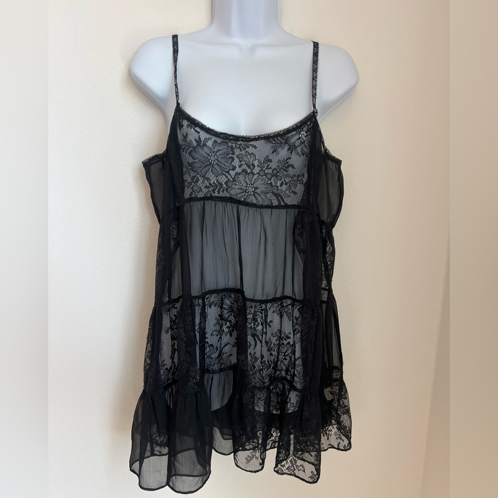 🖤 Free People Intimates Black Lace Teddy Dress Lingerie - Size Medium